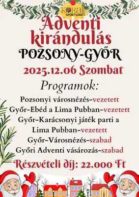 Adventi kirándulás 2025: Pozsony–Győr – plakát
